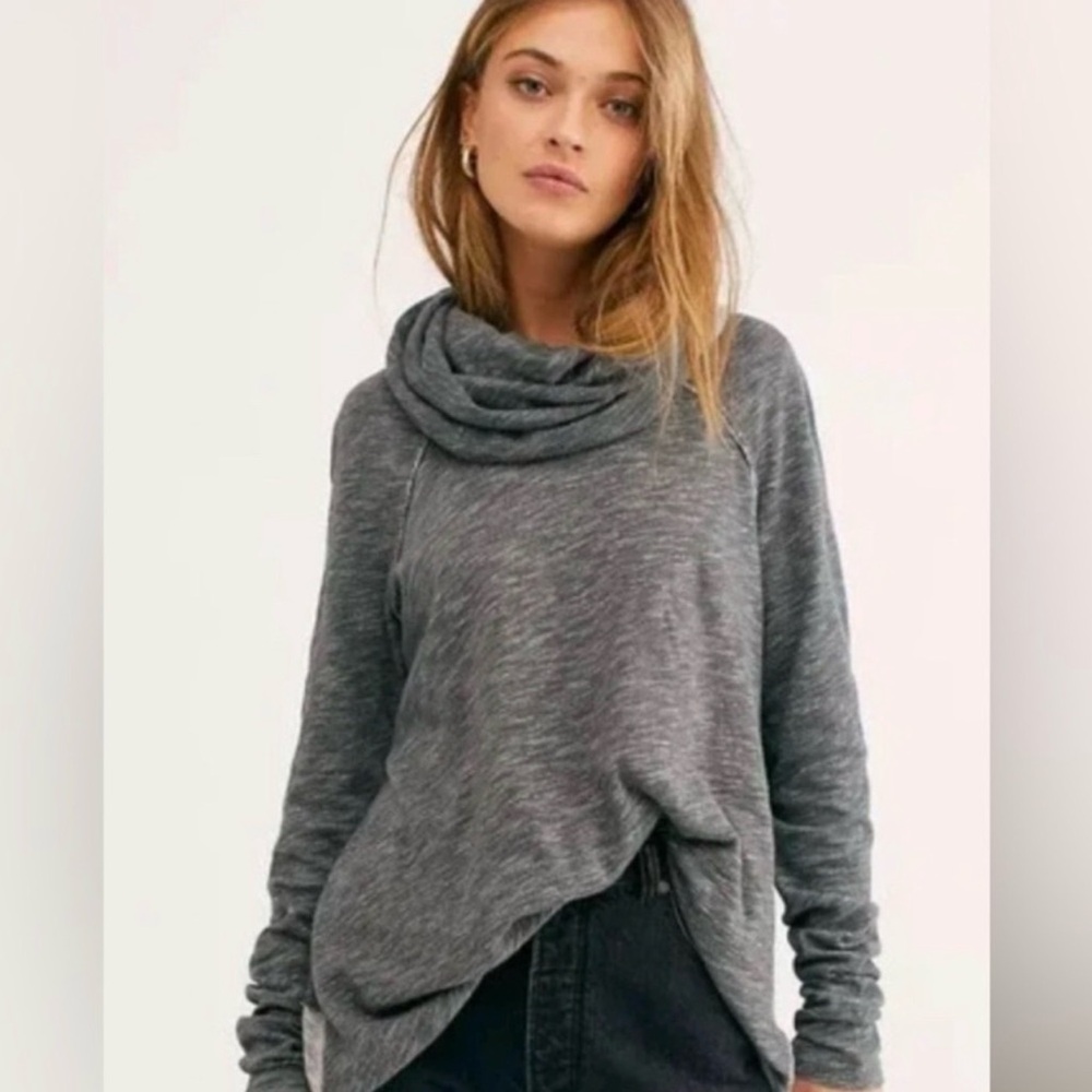 Free People one size Gray Cowl Neck Sweater